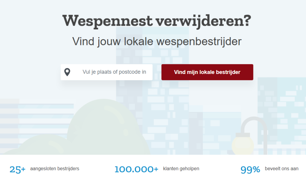 Waarschuwing: wespennest zelf bestrijden is gevaarlijk, professionele hulp is aangeraden